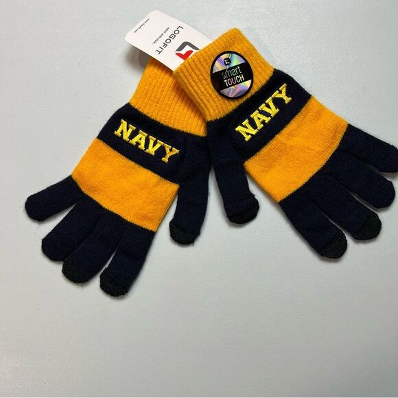 NWT Navy Striped Glove And Scarf Set Logofit Medium Gloves - Picture 4 of 9